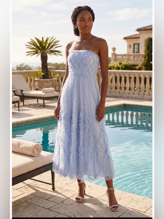 Mac Duggal Dresses & Skirts - Mac Duggal Strapless Ruffled Midi Dress in Periwinkle